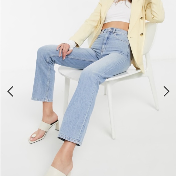 ASOS DESIGN Tall high rise 'slim' stretch straight leg jeans in lightwash - Picture 4 of 7